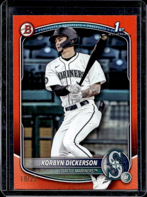 2025 Bowman Draft Korbyn Dickerson Orange Border 1st Prospect #/25 Mariners