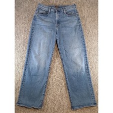 Mother The Rambler Zip Flood Jeans Womens 32 Blue Straight Leg High Rise Denim