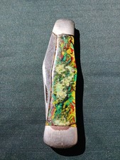 Vintage KA-BAR Vintage Coke Bottle Knife Crazy Color Handles, Christmas (C)