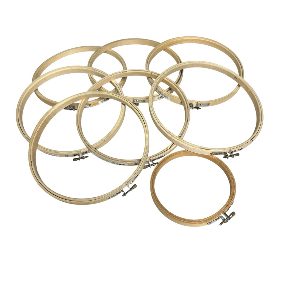 NEW Vintage Wooden Embroidery Hoops Quilting Cross Stitch Various Size LOT OF 8 - Image 2 of 4