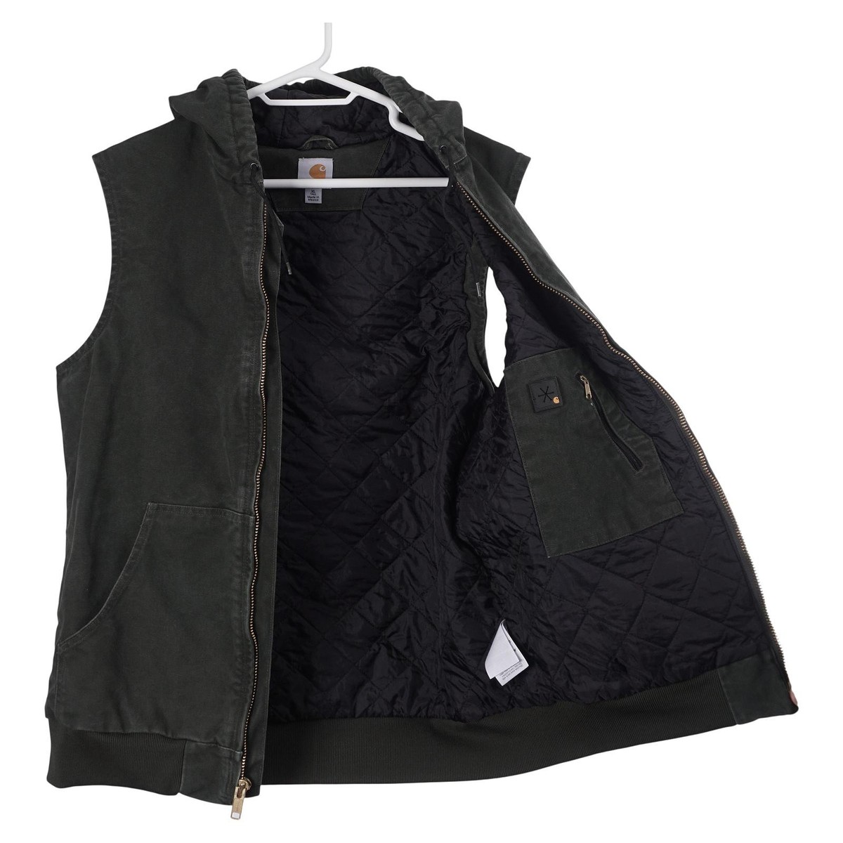 Carhartt 100121 Hooded Active Vest XL Tall Green Cotton Duck