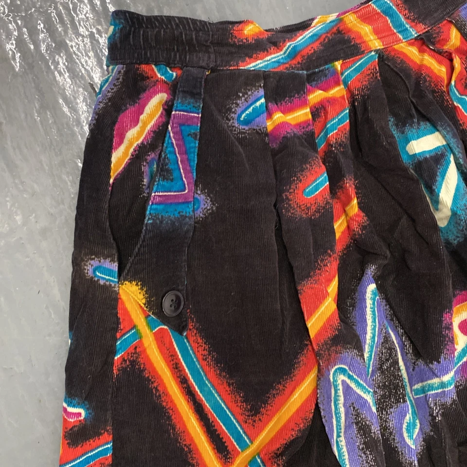 Falda vintage abstracta de pana con bolsillos para mujer pequeña Foto 4 de 4