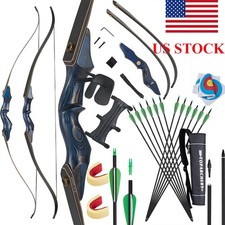 60" 25-50lbs Archery Takedown Recurve Bow Arrows Adult Hunting Target Bow Shoot