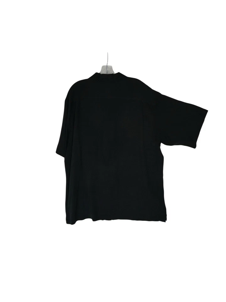 Camisa Johnston & Murphy Para Hombres XL Manga Corta Abotonada Camisa Negra 100% Seda Foto 2 de 4