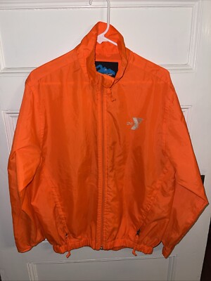 Vintage YMCA Rain Coat Blaze Orange Small