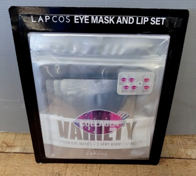 LAPCOS Collagen Eye Patch Under Eye Mask and Very Berry Lip Patch Set