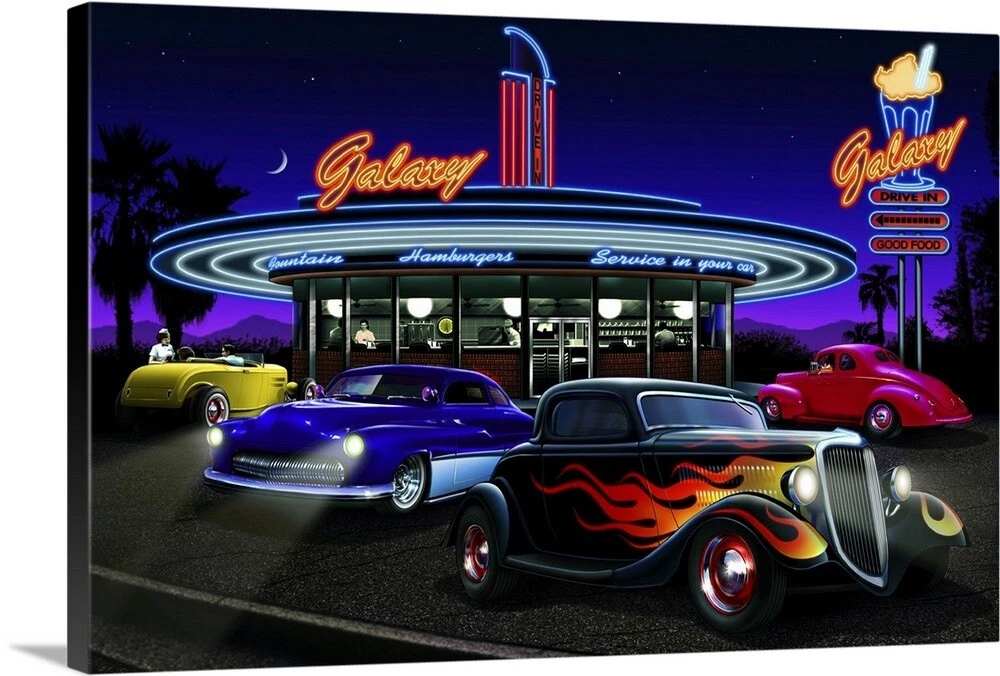 Galaxy Diner Canvas Wall Art Print Car Home Decor eBay