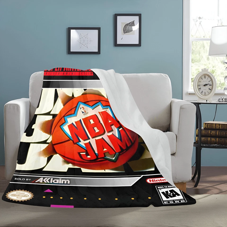NBA Jam NINTENDO SNES Retro Video Cover Box Ultra-Soft Micro Fleece Blanket - Image 2 of 4