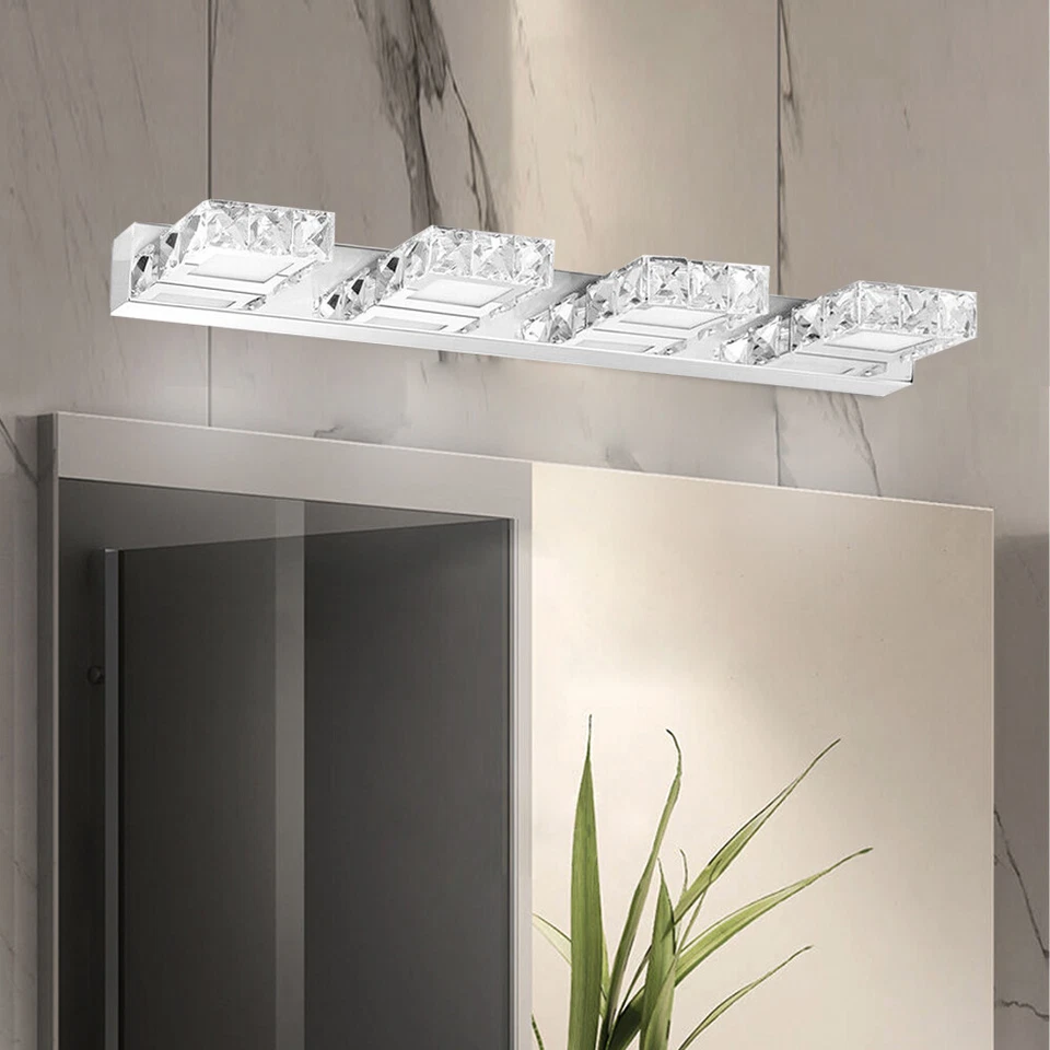 LED Crystal Mirror Lamp Modern Bathroom Vanity Light Fixture Make-up Wall Sconce - Image 4 of 4