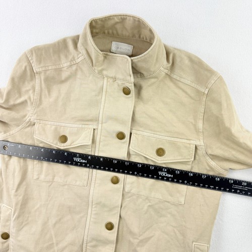CASLON Utility Jacket Size SMALL Drawstring Waist Button Up Collared Beige - Picture 5 of 8