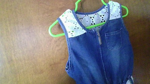 Denim & Lace Zip Up Shorts Romper Limited Too Size 4T Super Cute! - Picture 5 of 20