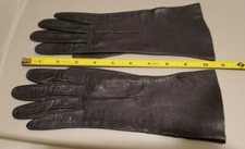 Vintage Black Leather Gloves size 7 with velour lining