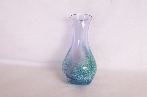 Caithness Glass Vintage Small Posy Vase Blues & Purples Swirl Etched - Picture 8 of 13