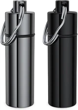 2 Packs Waterproof Metal Pill Fob Container Nitro Bottle Holder Keychain