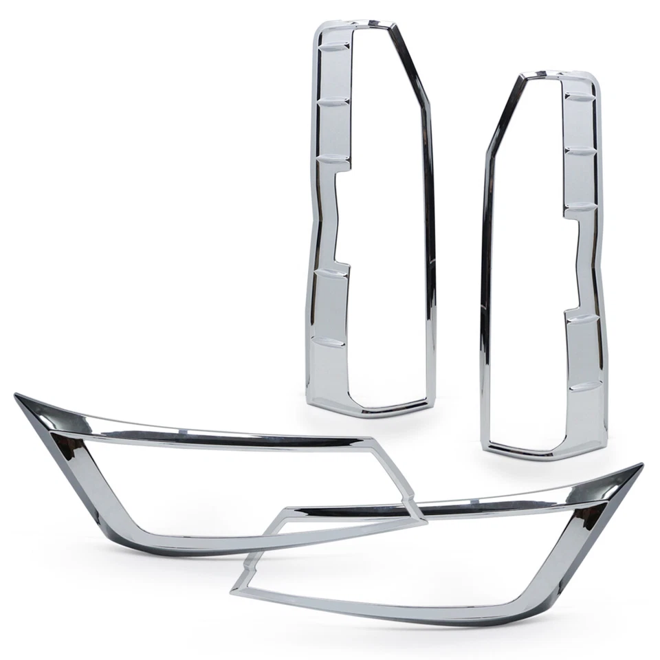 Set Chrome Head Tail Lights Cover For Toyota Hiace Commuter 2019 2021 - Imagem 4 de 4
