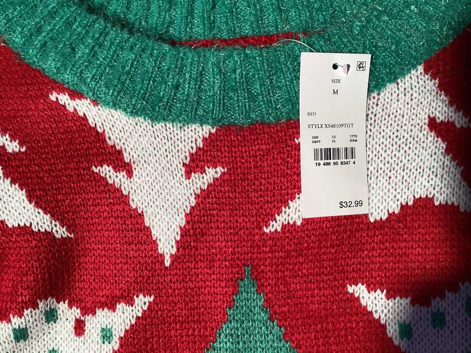 33 Degrees Women's Christmas Tree Sweater - Cute or Ugly Sweater Contest - M