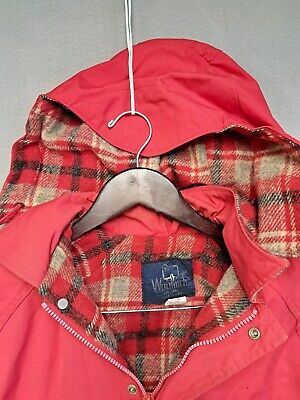Vtg 80s WOOLRICH Wool Plaid Lined Red RAIN JACKET Vtg 80s WOOLRICH Wool Plaid Lined Red RAIN JACKET