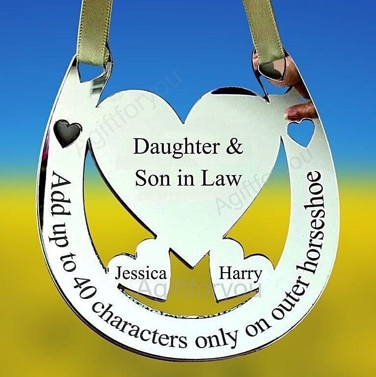 Personalised Wedding Horseshoe Daughter & Son in Law Bridal Keepsake Gift. DS1