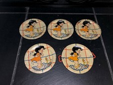 Ohio Art Tin Litho Tea Set, "Ducky Bath Time" 148, Elaine Hileman, 5 Plates