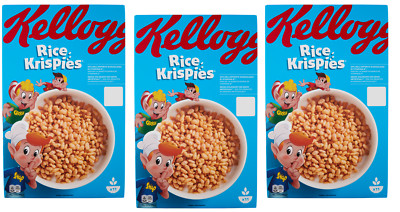 3x Kellogg's Rice Krispies Puffreis Mit Vitaminen und Mineralstoffen 340g