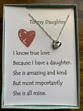Sterling silver heart Pendant necklace w/ love poem for your daughter.