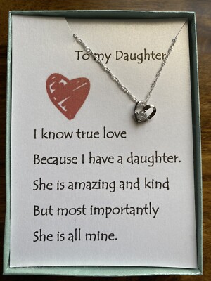 Sterling silver heart Pendant necklace w/ love poem for your 