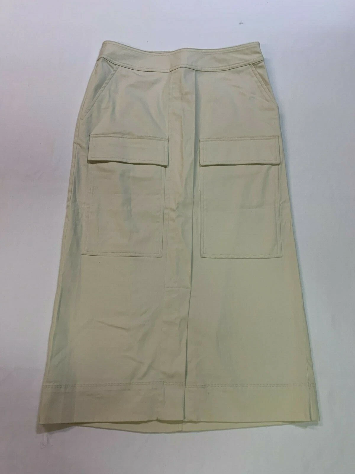 WOMEN SIZE 2 PROLOGUE HIGH WAIST MIDI ZIP CLOSE SKIRT 4-POCKET CHALK COLORED