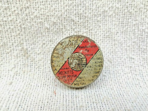 Vintage Reckitts Globe Metal Polish Advertising Litho Tin Box England TB1343