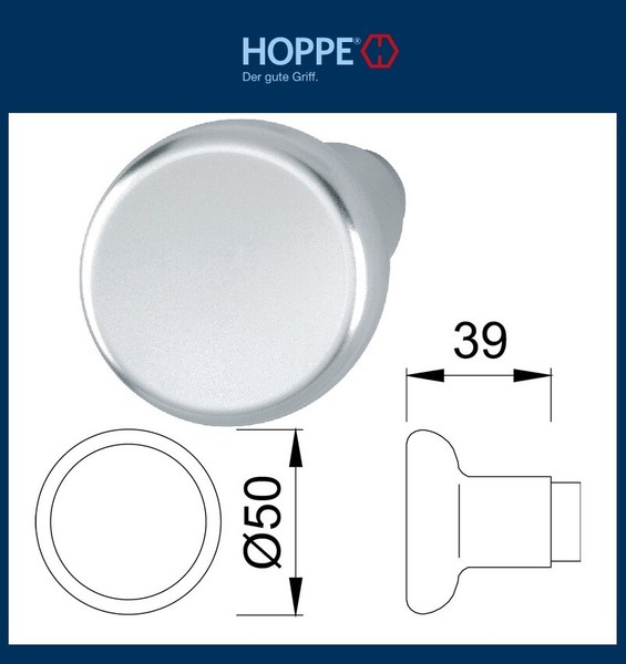 Hoppe Knopflochteil TüRknauf Ø 50 Mm Aluminium F1 Naturfarbig FüR Vierkant 8 Mm-image