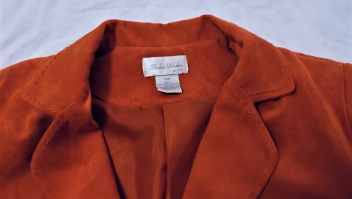 STUDIO WORKS PETITE 12P RUSTIC ORANGE SUEDED LINED BLAZER JACKET CAREER DINNER - Picture 8 of 10