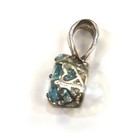 925 sterling silver oval lab created blue Zircon gemstone pendant 1.1g estate — photo 6