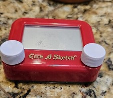 Retro Pocket Etch A Sketch Mini Small Toy Red Color SpinMaster Travel Car Plane