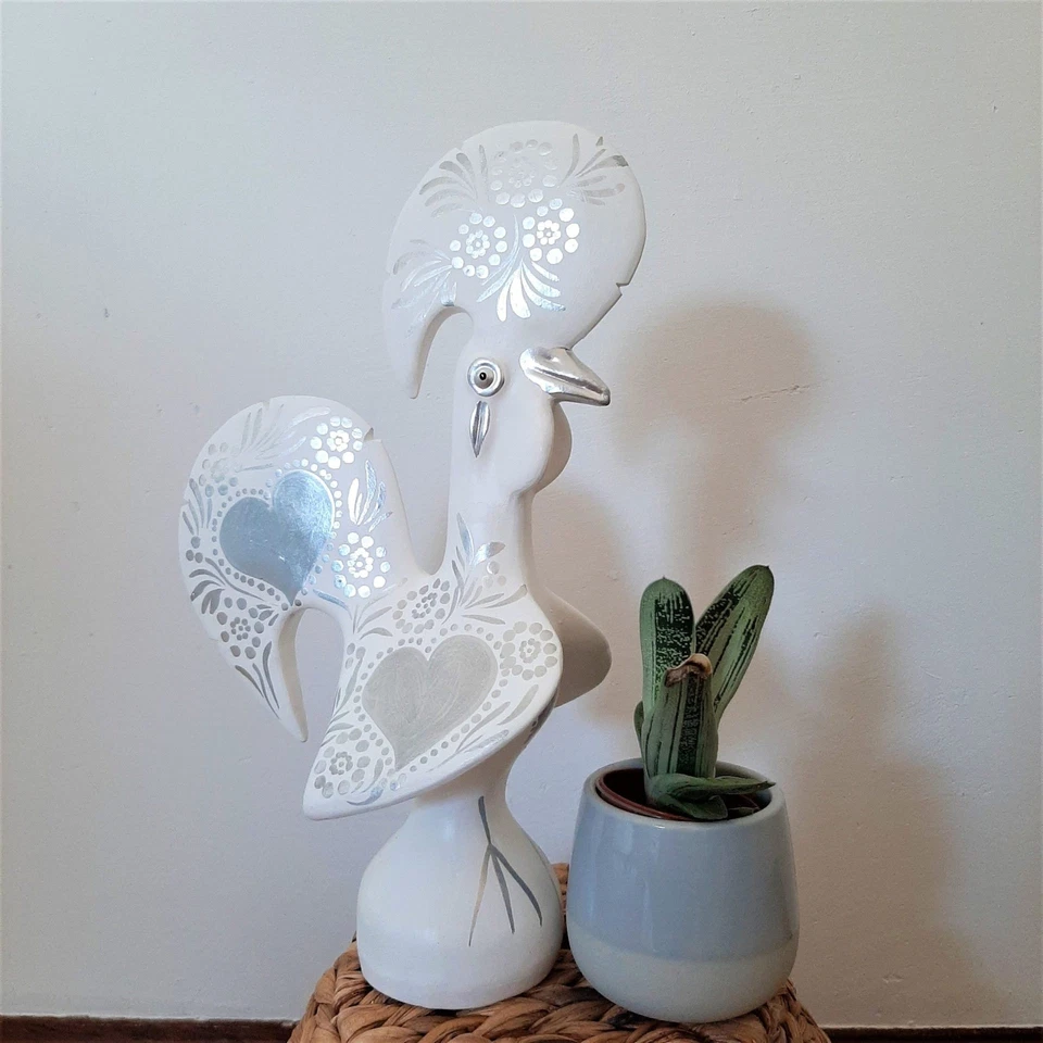 Gallo Portugués Blanco y Plata - 30cm Foto 3 de 4