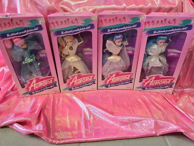 Vintage 1986 Tonka Aurora Dolls Set Aurora Crysta Mirra Lustra 4 Dolls RARE