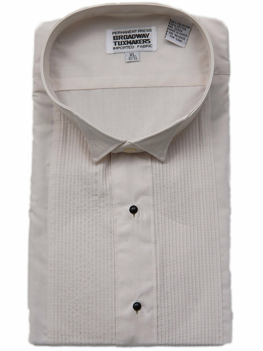 Men's Ivory Cream Studded Wing Tip Tuxedo Shirt By Broadway