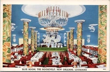 The Blue Room, Roosevelt Hotel, New Orleans, Louisiana - c1940s Linen Postcard