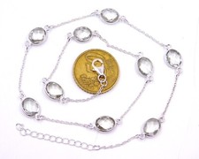 925 Solid Sterling Silber Natürlich Multi Oval Schliff Halskette Damen Geschenk