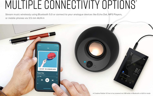 Creative Pebble V3 Minimalistic 2.0 Desktop Speakers with USB-C Audio, Clear Dia - Afbeelding 6 van 12