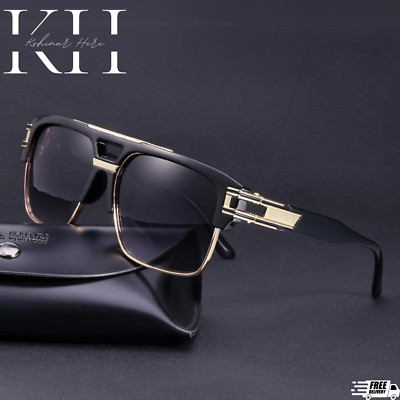 Fashion Men's Sunglasses Designer Gold Metal Frame Clear Vintage Hip Hop Model
