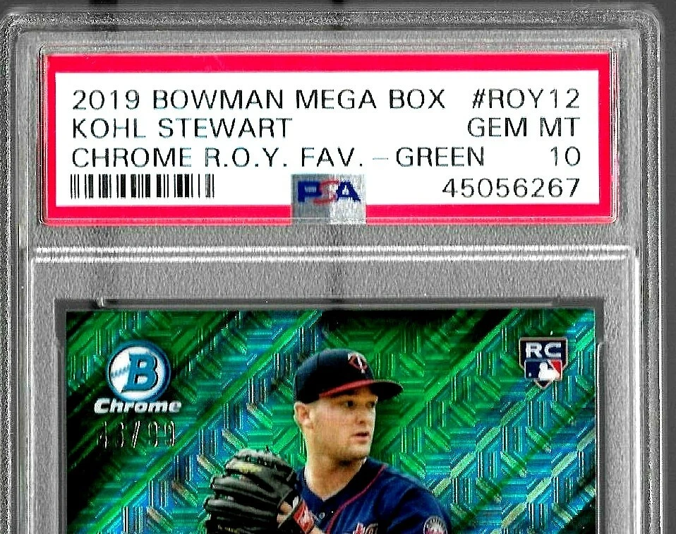 Bowman Mega Box Baseball 2019 #Roy12 Kohl Stewart RC PSA 10 Pop 1 cromo 46/99 Foto 2 de 4