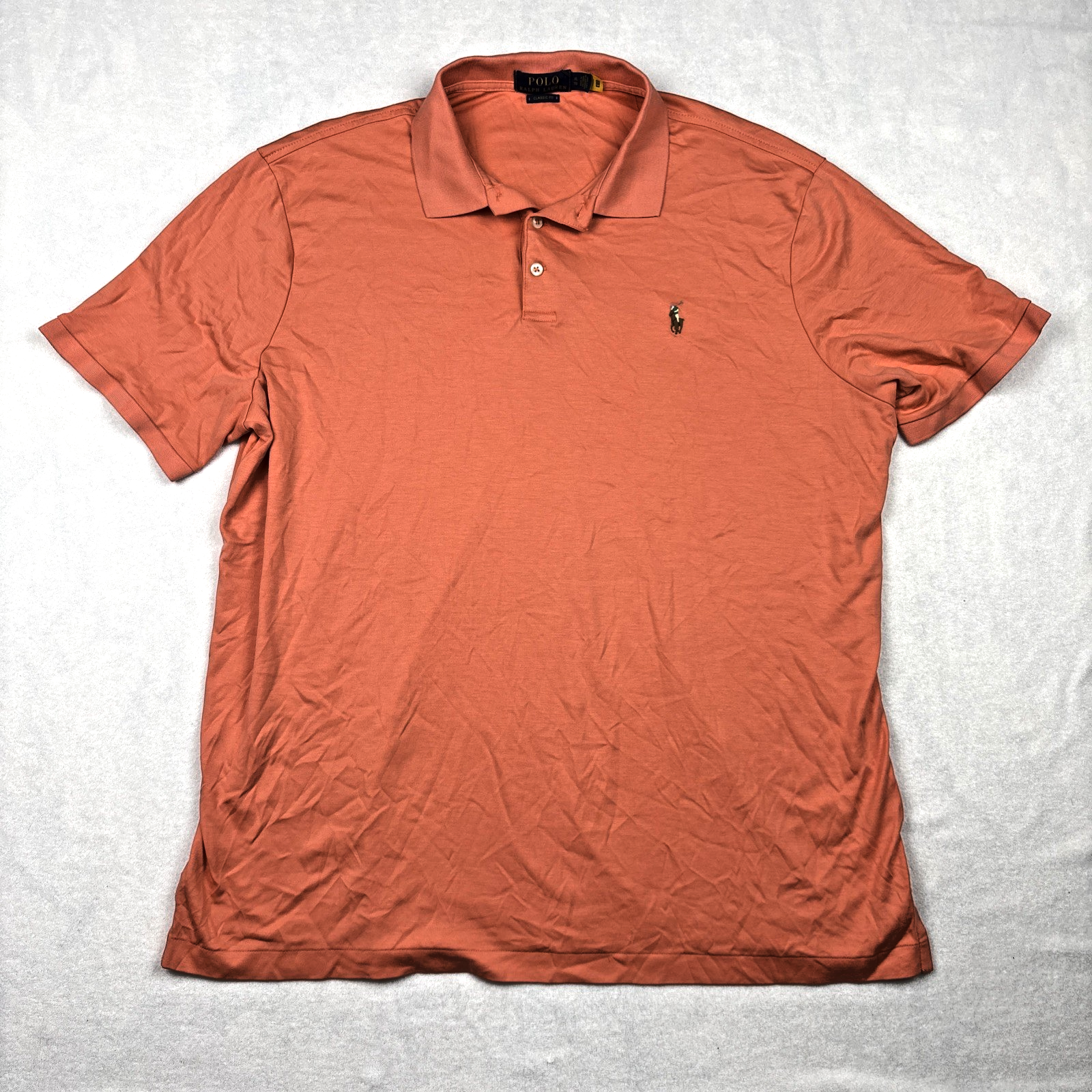 Polo Ralph Lauren Uomo Golf Camicia Carne Pesca Pony Vestibilità Classica XL