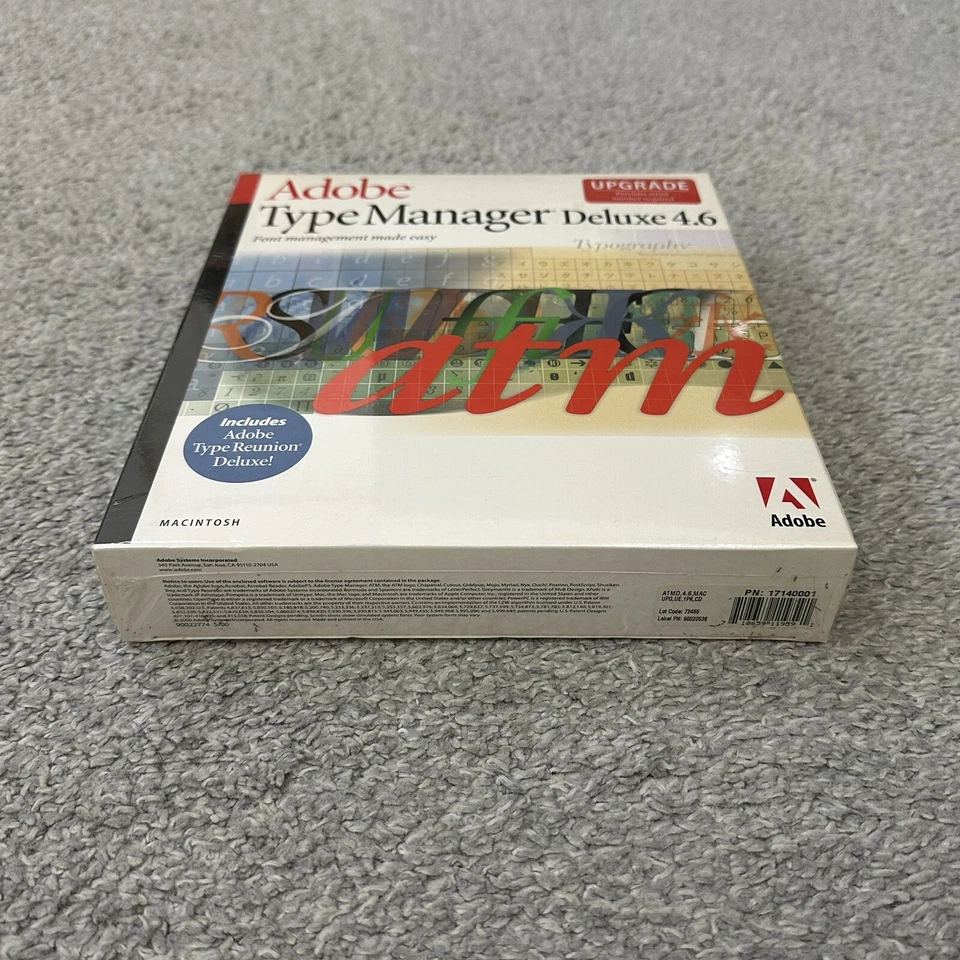 Adobe Type Manager Deluxe 4.6 Mac Software  Full Set W/ Serial Number Sealed New - Image 2 of 4