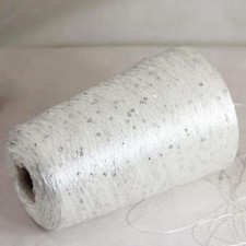 1Cone Of 500g White Shiny Sequins Nylon Lace Yarn Hand Knitting Crochet Yarn 16