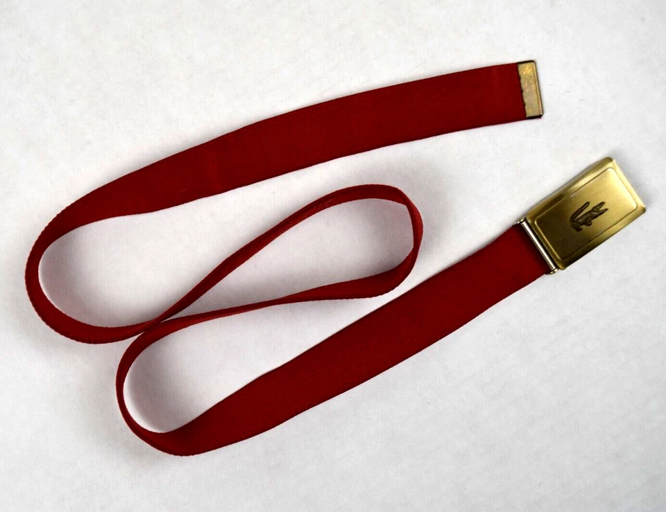 Lacoste Belt VTG Izod Lacoste Red Belt Gold Buckle 70s 80s 32" Waist - Image 3 of 4