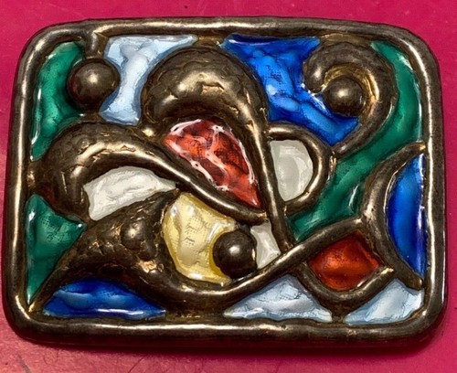 Norway Enamel BROOCH Oystein Balle 925 Sterling Silver MCM Modernist Pin Vintage - Picture 6 of 7