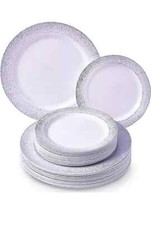 Silver Spoons Elegant 40 PC DINNERWARE Set | 20 Dinner Plates | 20 Side Plates |