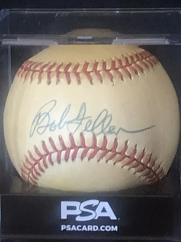 BOB FELLER PSA 8 MINT Autographed AL MLB Baseball PSA Letter of Authenticity HOF