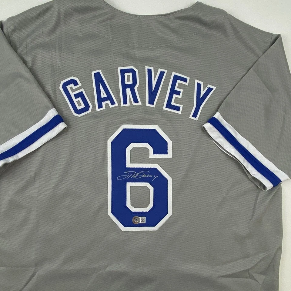 Autographed/Signed STEVE GARVEY Los Angeles Grey Baseball Jersey Beckett BAS COA - Image 2 of 4