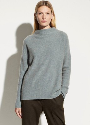 Vince Boiled Cashmere Funnel Neck Pullover Sweater in Heather Patina Size Large