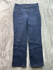 Lee Jeans Classic Fit Straight Leg Mid Rise Womens Sz 10 Petite Dark Blue Casual